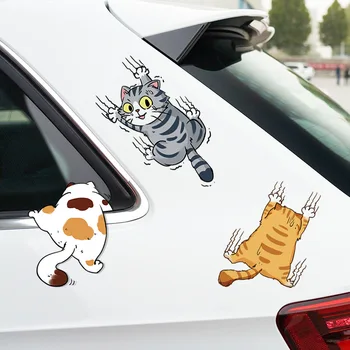 Смешни домашни любимци котка кола стикер катерене котки животински стайлинг стикери кола тялото декорация творчески ваденки кола авто декор аксесоари