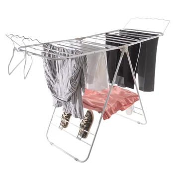 Сушилник за дрехи - Вътрешен / външен преносим багажник за пране - Сгъваеми дрехи в готовност за ежедневен дом (бял)