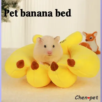 Топло руно сладък банан легло възглавница клетка хамстер плъх клетка къща за морски свинчета легла таралеж малки животни клетка аксесоари