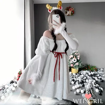 Хелоуин Dingding танц снежен човек костюм униформа съблазняване комплект лосове сладък cos заек момиче Коледна рокля момиче