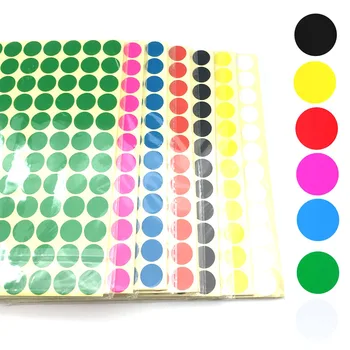 Цветни кръгли точкови етикети 6mm 8mm 10mm 13mm 19mm 25mm 7 ярки неонови цветове