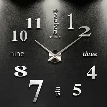 Часовници Големи самостоятелно огледало стенни часовници кварц живот за висящи часовник декор Начало стая стикери лепило без рамки