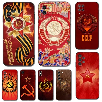 Черен Tpu калъф за Samsung Galaxy F23 M12 M22 M23 M32 4G M52 5G M30S M21 A04s Съветски съюз СССР Май Ден на победата