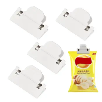 Щипки за запечатване на торбички за храна 4бр Щипки за чанти за снек и съхранение на храни Преносими запечатващи клипове за храна и закуски Клипове за чип чанти